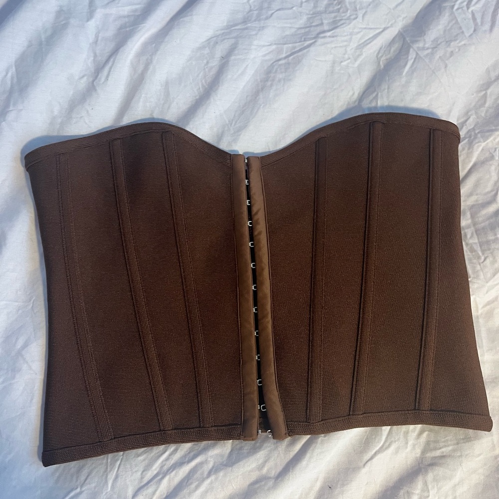 PrettyLittleThing Tan Strapless Top